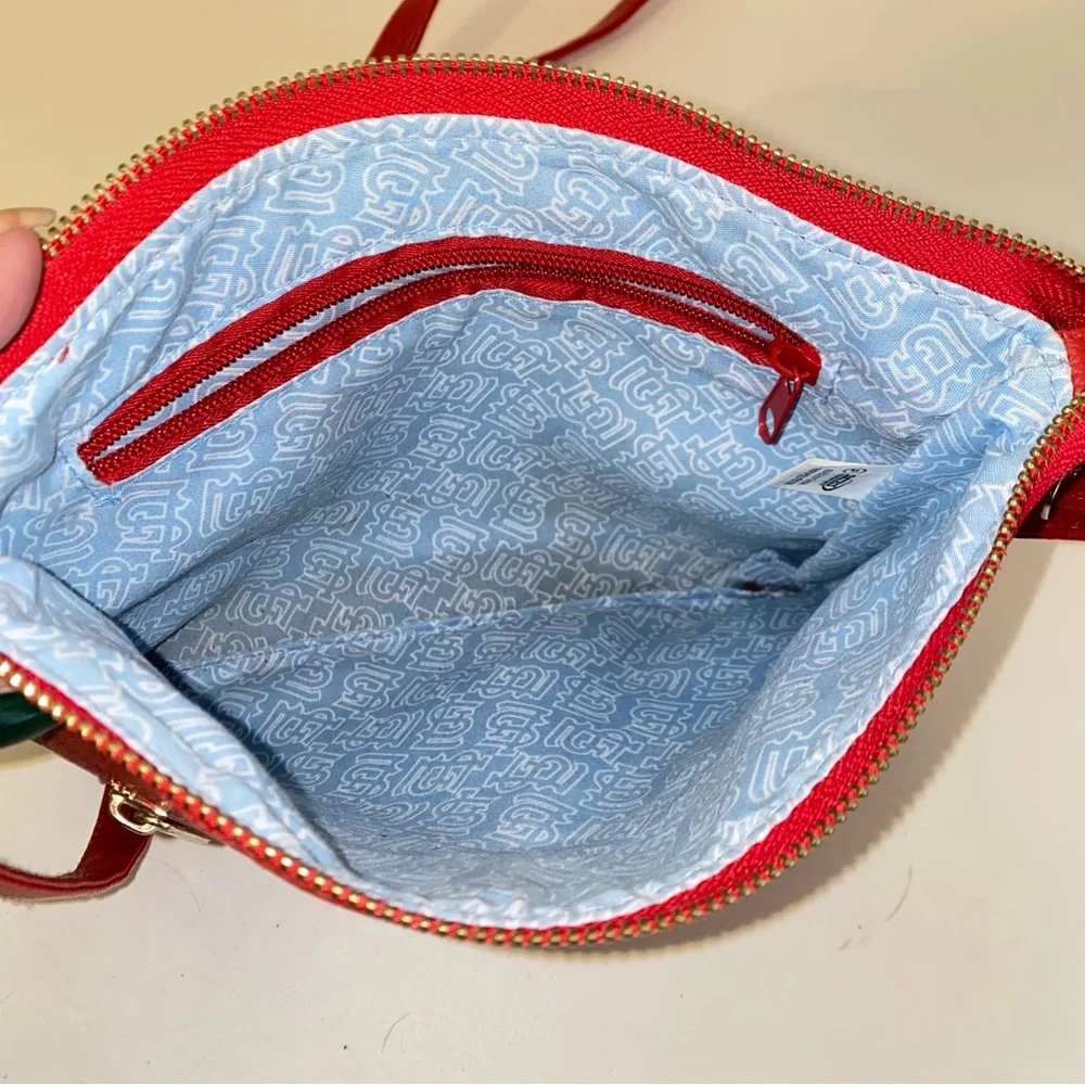 Red St Louis Cardinals MLB Crossbody Purse Bag Detachable Strap Gold Hardware - Picture 8 of 13